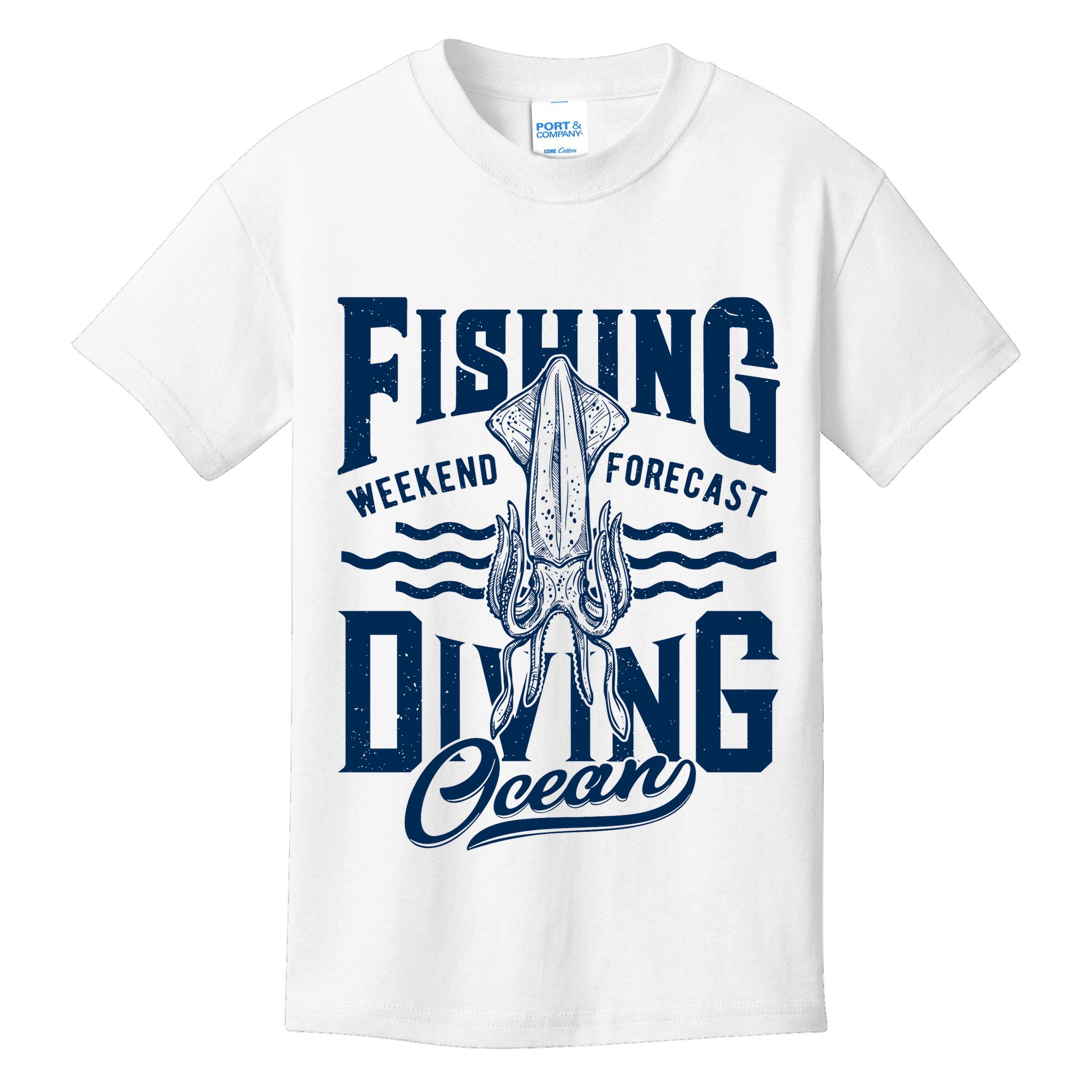 The Weekend Forecast Is Ocean Fishing And Diving Kids T-Shirt