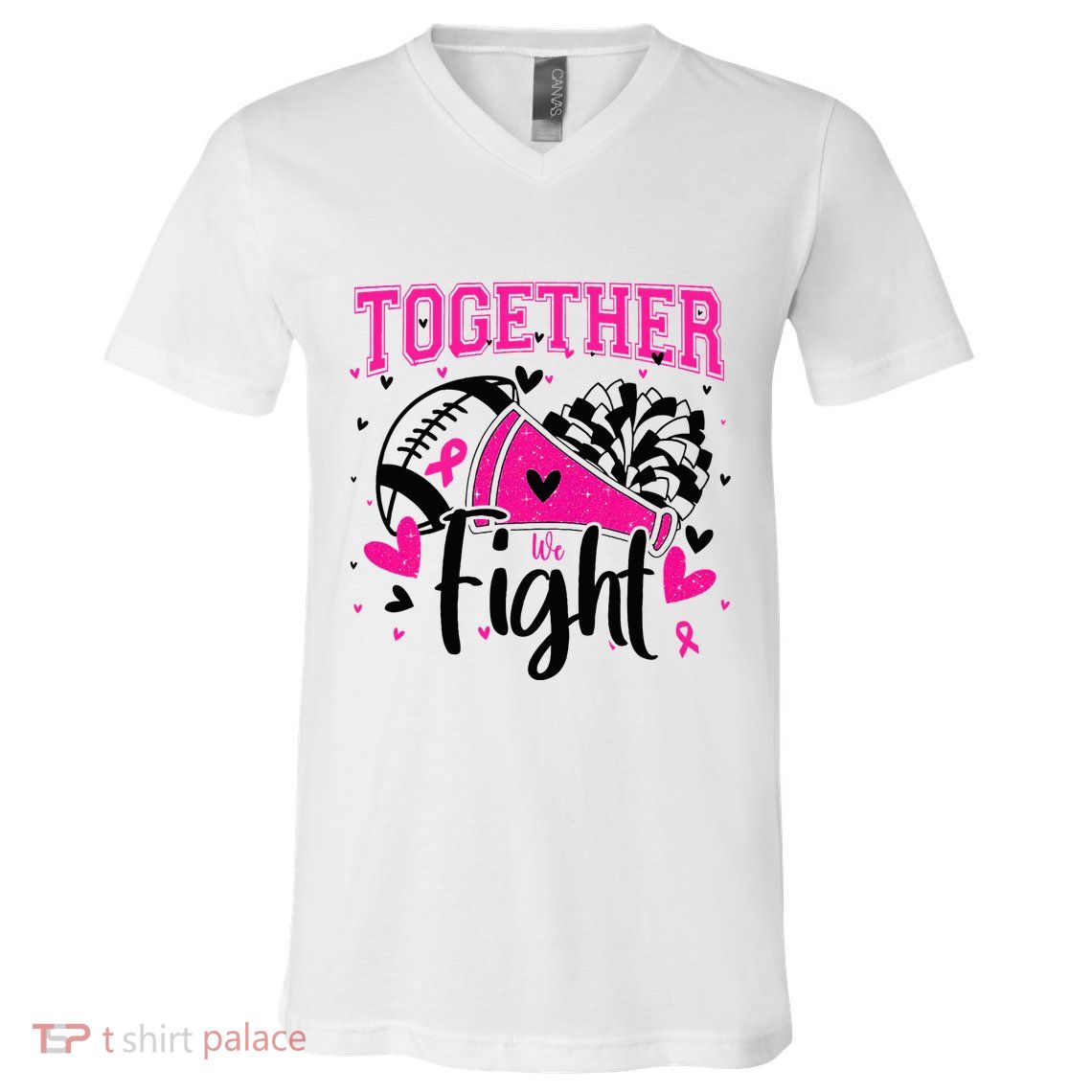 Together We Fight Breast Cancer Cheer V-Neck T-Shirt