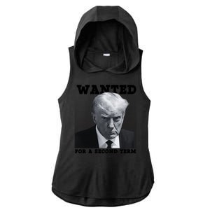 Trump Wanted For A Second Term Ladies PosiCharge Tri-Blend Wicking Draft Hoodie Tank