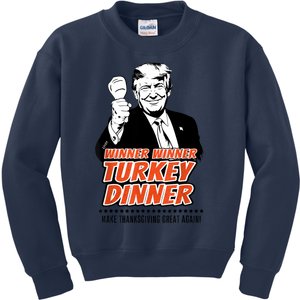 Trump Winner Funny Winner Turkey Dinner Thanksgiving Kids Sweatshirt