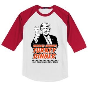 Trump Winner Funny Winner Turkey Dinner Thanksgiving Kids Colorblock Raglan Jersey