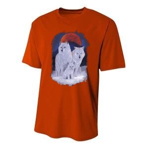 Three Wolves Family Portrait Painting Performance Sprint T-Shirt