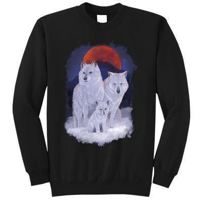 Three Wolves Family Portrait Painting Sweatshirt