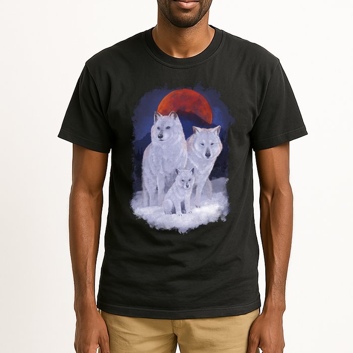 Three Wolves Family Portrait Painting Tall T-Shirt