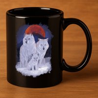 Three Wolves Family Portrait Painting 11oz C Handle Ceramic Mug