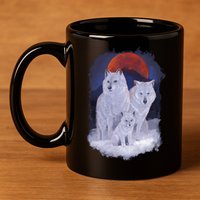 Three Wolves Family Portrait Painting 11oz C Handle Ceramic Mug