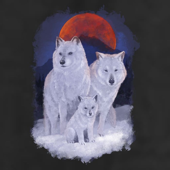Three Wolves Family Portrait Painting 11oz C Handle Ceramic Mug