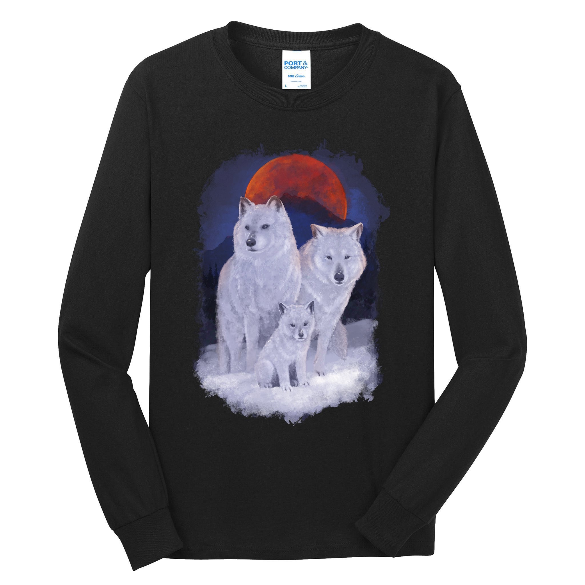 Three Wolves Family Portrait Painting Tall Long Sleeve T-Shirt