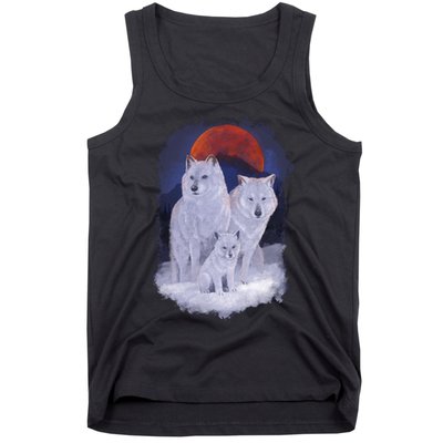 Three Wolves Family Portrait Painting Tank Top