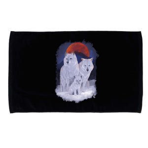 Three Wolves Family Portrait Painting Microfiber Hand Towel