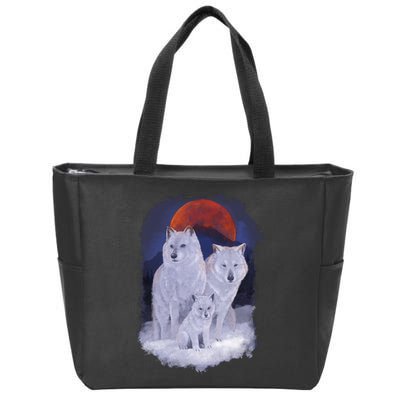 Three Wolves Family Portrait Painting Zip Tote Bag