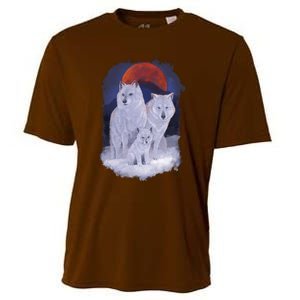 Three Wolves Family Portrait Painting Cooling Performance Crew T-Shirt