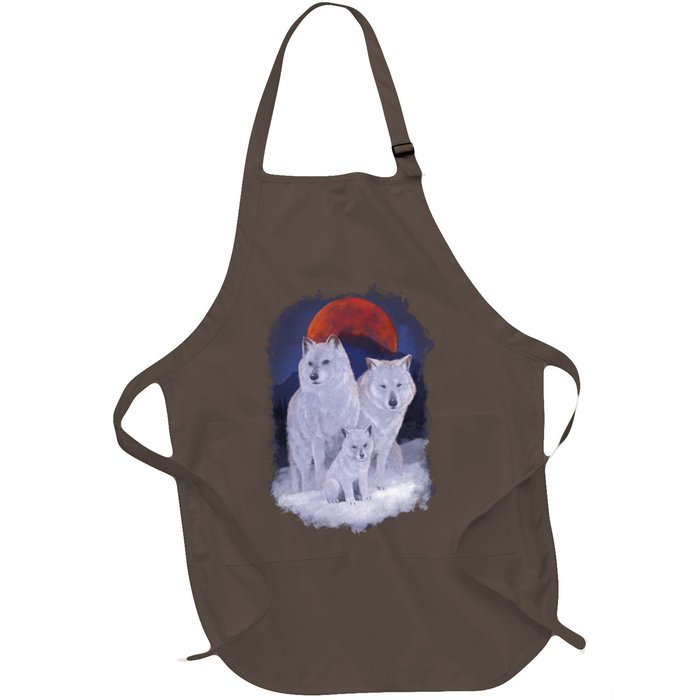 Three Wolves Family Portrait Painting Apron