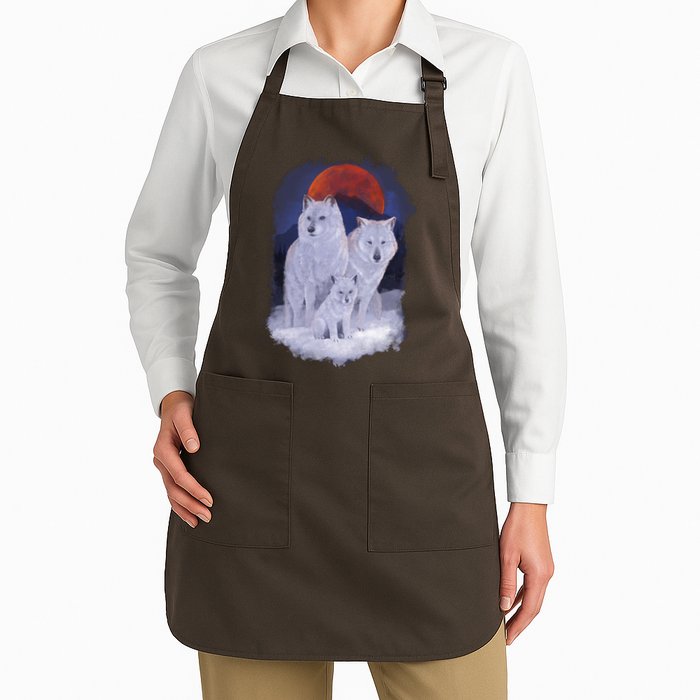Three Wolves Family Portrait Painting Apron