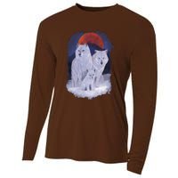 Three Wolves Family Portrait Painting Cooling Performance Long Sleeve Crew