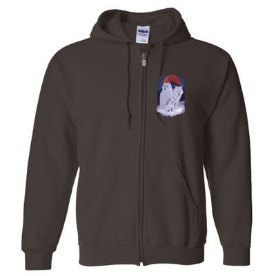 Three Wolves Family Portrait Painting Full Zip Hoodie