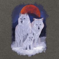 Three Wolves Family Portrait Painting Cotton Canvas Backpack