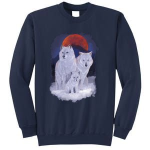 Three Wolves Family Portrait Painting Sweatshirt