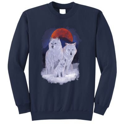 Three Wolves Family Portrait Painting Sweatshirt