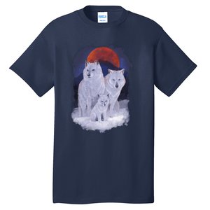 Three Wolves Family Portrait Painting Tall T-Shirt