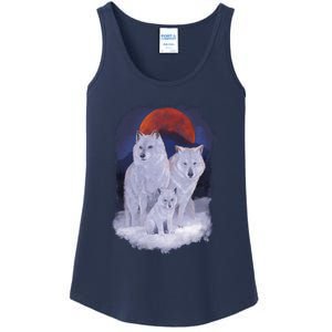 Three Wolves Family Portrait Painting Ladies Essential Tank