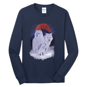 Three Wolves Family Portrait Painting Tall Long Sleeve T-Shirt