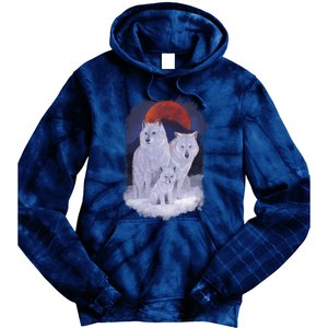 Three Wolves Family Portrait Painting Tie Dye Hoodie