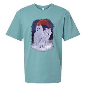 Three Wolves Family Portrait Painting Sueded Cloud Jersey T-Shirt