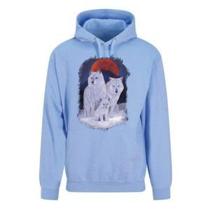 Three Wolves Family Portrait Painting Unisex Surf Hoodie