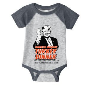 Trump Winner Funny Winner Turkey Dinner Thanksgiving Infant Baby Jersey Bodysuit