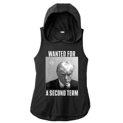 Trump Wanted For A Second Term Ladies PosiCharge Tri-Blend Wicking Draft Hoodie Tank