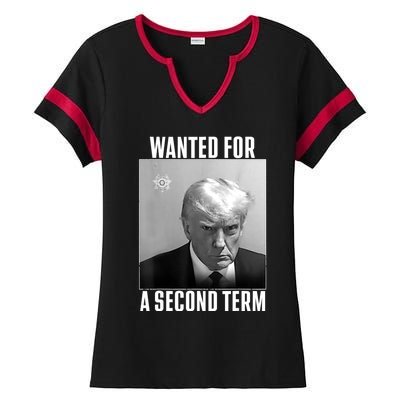 Trump Wanted For A Second Term Ladies Halftime Notch Neck Tee