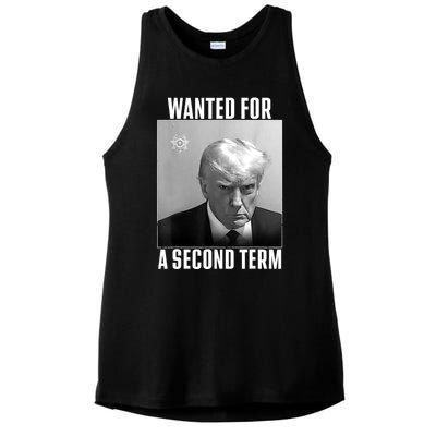 Trump Wanted For A Second Term Ladies PosiCharge Tri-Blend Wicking Tank