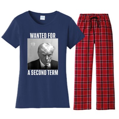 Trump Wanted For A Second Term Women's Flannel Pajama Set