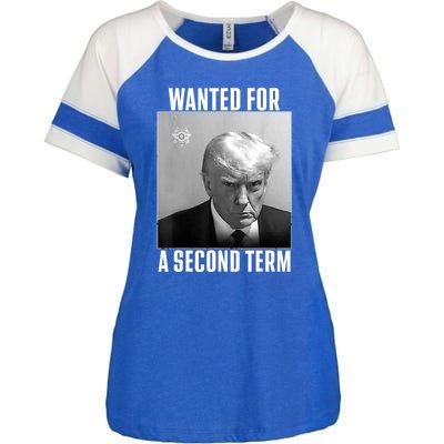 Trump Wanted For A Second Term Enza Ladies Jersey Colorblock Tee