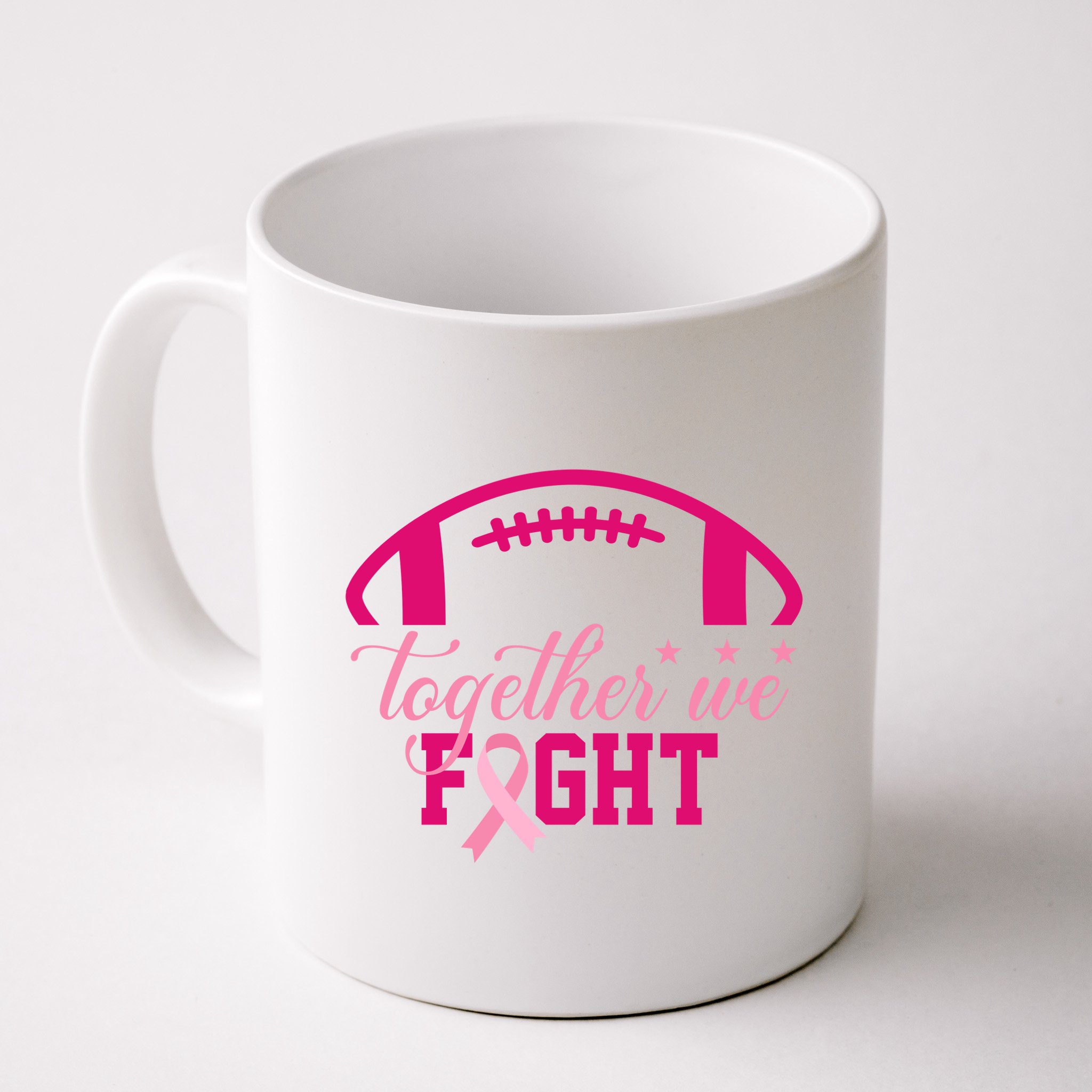Together We Fight Breast Cancer Awareness Football Ribbon Mug