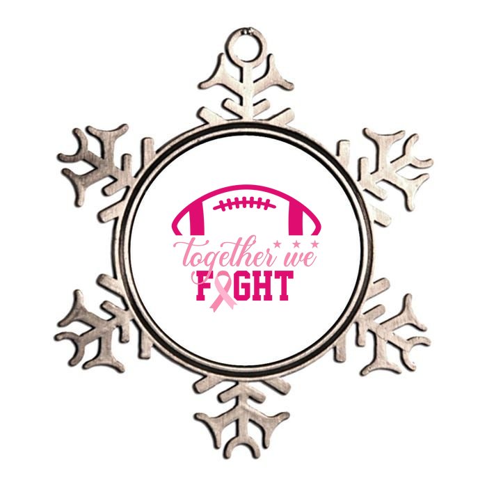 Together We Fight Breast Cancer Awareness Football Ribbon Metallic Star Ornament