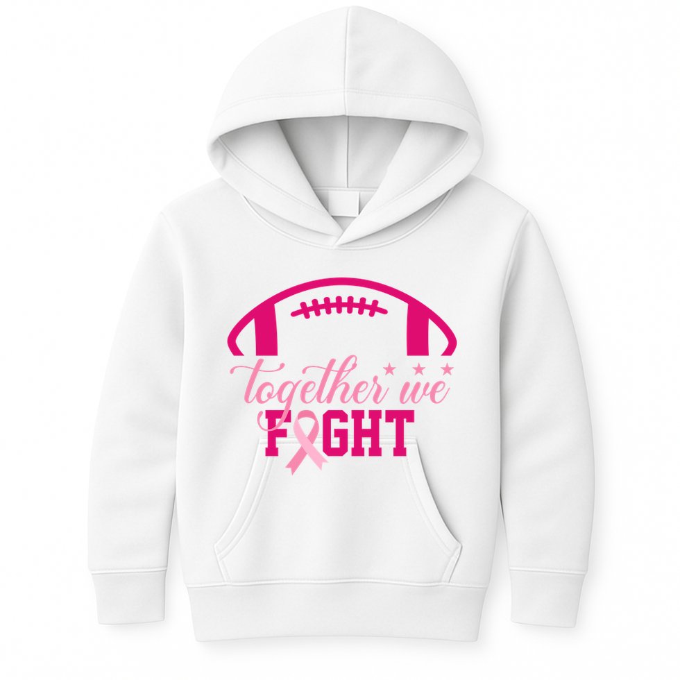 Together We Fight Breast Cancer Awareness Football Ribbon Kids Hoodie