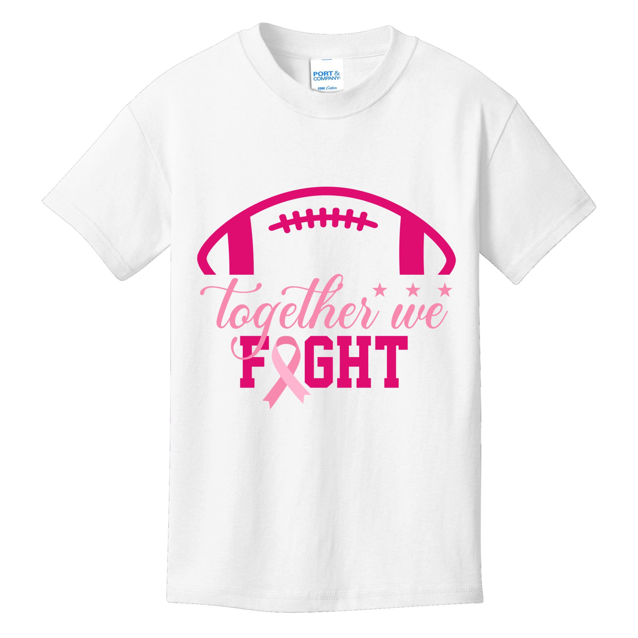 Together We Fight Breast Cancer Awareness Football Ribbon Kids T-Shirt