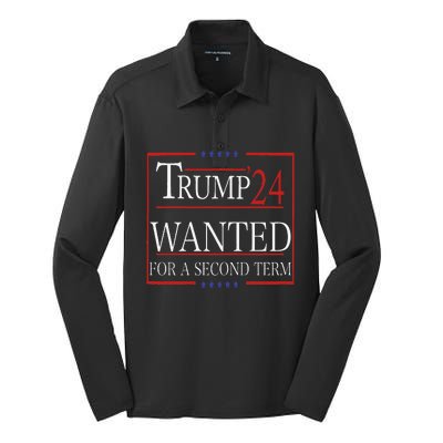 Trump Wanted For A Second Term Silk Touch Performance Long Sleeve Polo