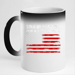 Trump Wanted For Second Term 2024 Support Trump For President 11oz Black Color Changing Mug