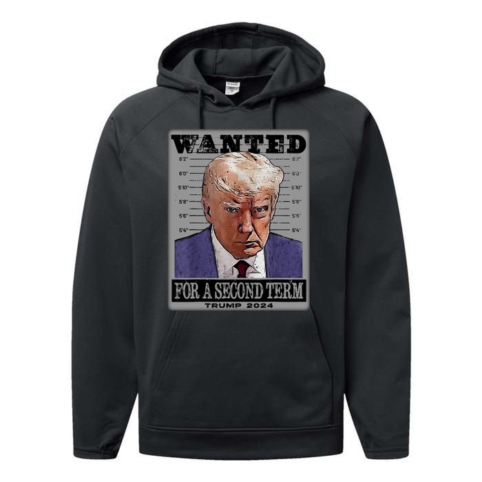 Trump Wanted For A Second Term Performance Fleece Hoodie