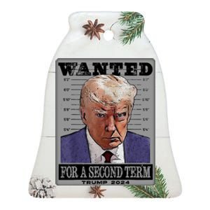 Trump Wanted For A Second Term Ceramic Bell Ornament