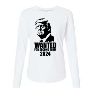 Trump Wanted For Second Term Womens Cotton Relaxed Long Sleeve T-Shirt