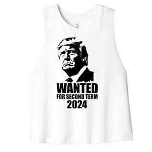 Trump Wanted For Second Term Women's Racerback Cropped Tank