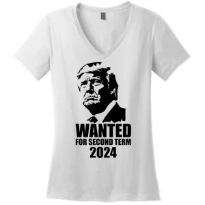 Trump Wanted For Second Term Women's V-Neck T-Shirt