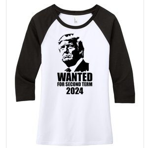 Trump Wanted For Second Term Women's Tri-Blend 3/4-Sleeve Raglan Shirt