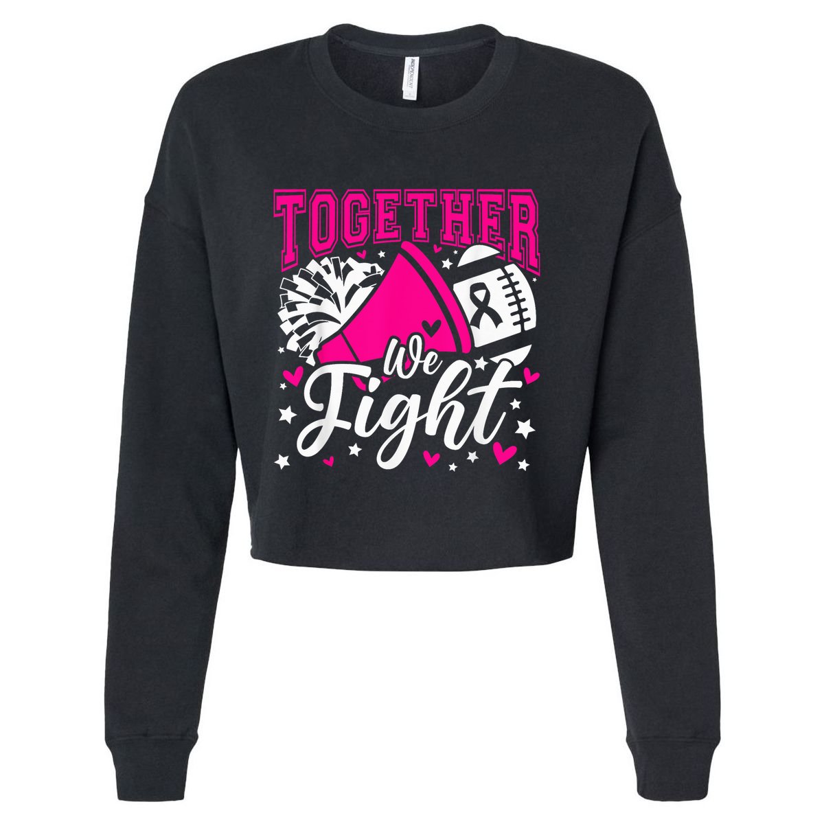 Together We Fight Breast Cancer Awareness Pink Ribbon Wo Cropped Pullover Crew