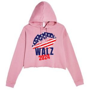 Tim Walz For President 2024 Crop Fleece Hoodie