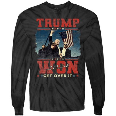 Trump Won Get Over It 2024 Donald Trump Won 2024 Tie-Dye Long Sleeve Shirt